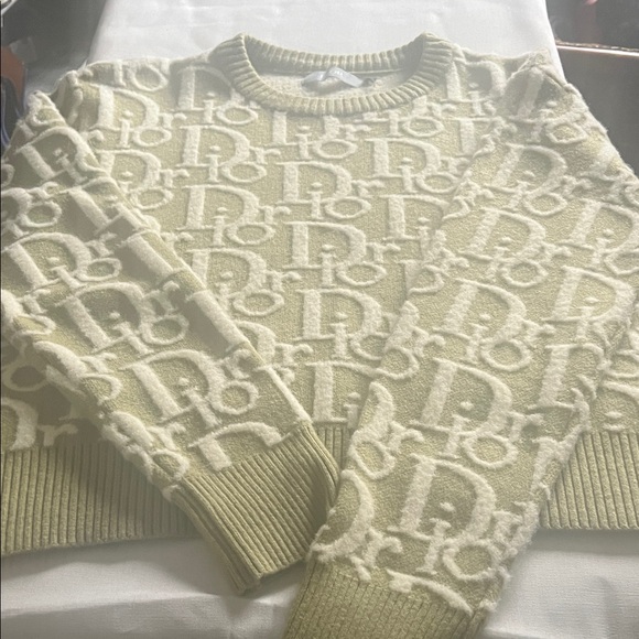 Dior Sweaters - Dior Olive and Cream Logo Sweater